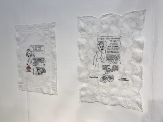 Vanessa Marr, Ways to get your man, 2018. Hand embroidery. Cotton cloths.