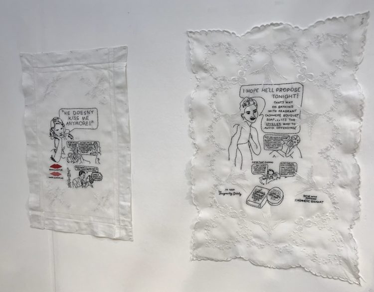 Vanessa Marr, Ways to get your man, 2018. Hand embroidery. Cotton cloths.