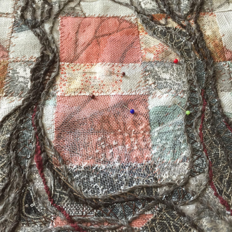 Textile art by Wendy Kirwood in response to a workshop with Sue Stone