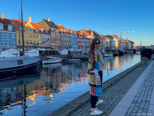 Anna Lisa McBride, Copenhagen House Coat (from Jake Henzler's Copenhagen Building Blocks pattern), 2021. 110cm x 100cm (43" x 39"). Knitting, colourwork. Cotton yarn (outer), cotton jersey elastane (lining). Photo: Anna Lisa McBride of @comfortablewardrobe.