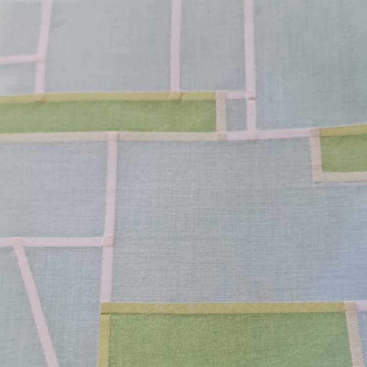 Maryse Allard, Spring (detail). 2014. 40cm x 40cm (16” x 16”). Bojagi whip stitch. Organdy.