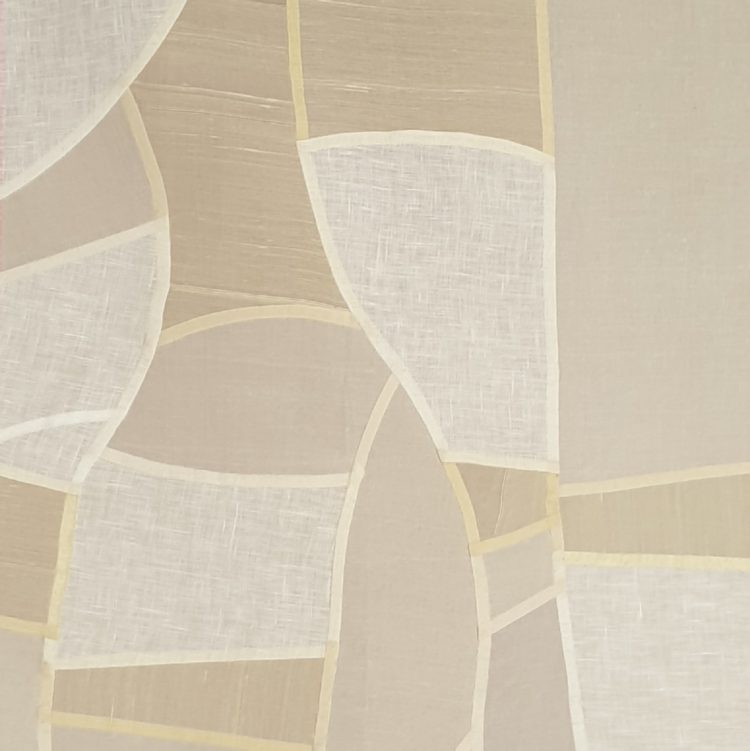 Maryse Allard, Sakura (detail). 2016. 50cm x 80cm (20” x 31”). Bojagi whip stitch. Oxsa (silk ramie), silk, linen, organdy.