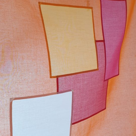 Maryse Allard, Geometry. 2016. 95cm x 95cm (37” x 37”). Bojagi running stitch. Organdy.