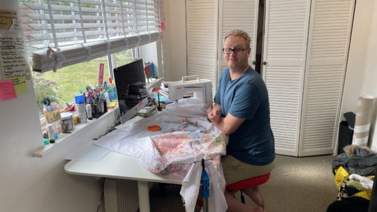 Oliver Bliss working in his studio