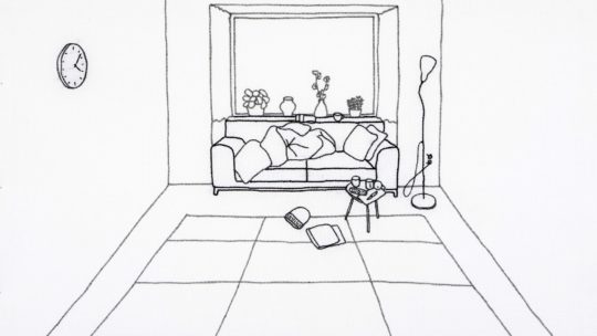 Sonja Hillen, For better or for worse, 2009-2017. 40cm x 60cm (16” x 24”). Drawing and embroidery. Textile marker, embroidery thread, linen. Photo: Marco Hillen