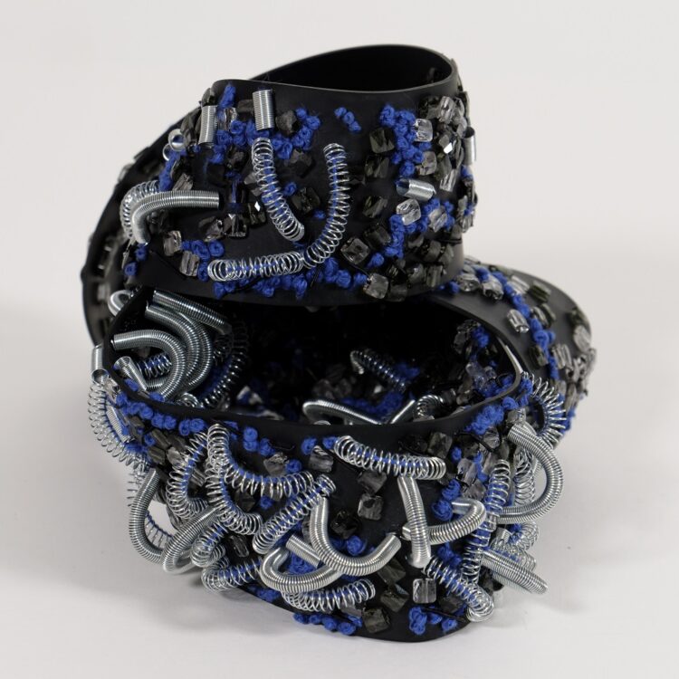 Elnaz Yazdani, Zardozi-Style Necklace, 2019. 50cm x 40cm (20" x 16"). Beading, 3D stitching, embellishment. Rubber, crystal beading, latex.
