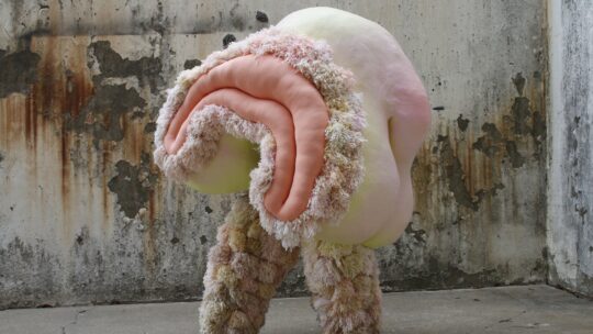 Brendan O’Shaughnessy, New Creation, 2020. 1.8m x 1.2m x 91cm (6’ x 4’ x 3’). Paper maché, machine stitch, pom pom making. Fabric, fiberfill, paper maché, yarn. Photo: Jenni Balliu.
