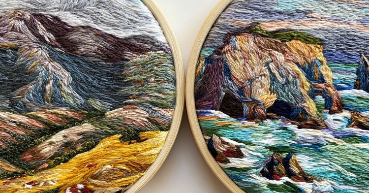 Cassandra Dias: Miniature embroidery landscapes