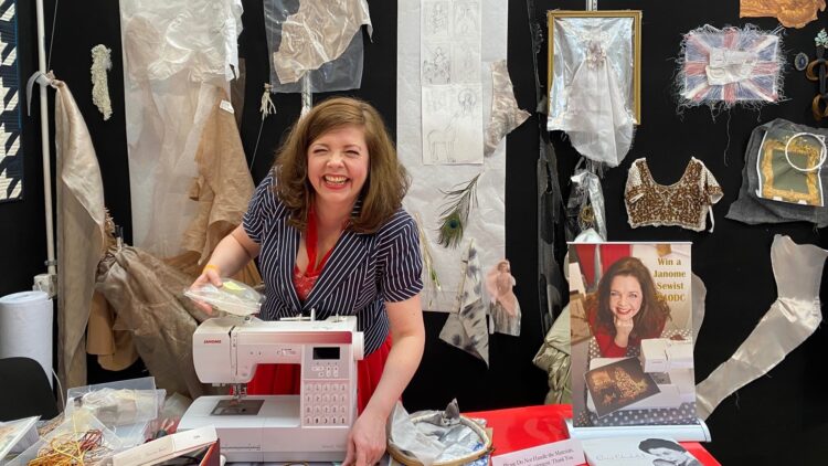 Stacey Chapman making and exhibiting at Sewing for Pleasure, NEC Birmingham, 2021.