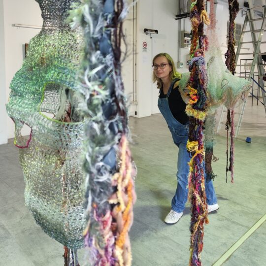 Olga Teksheva with her Hidden Treasures installation at the Remanso Show, Rome 2022.