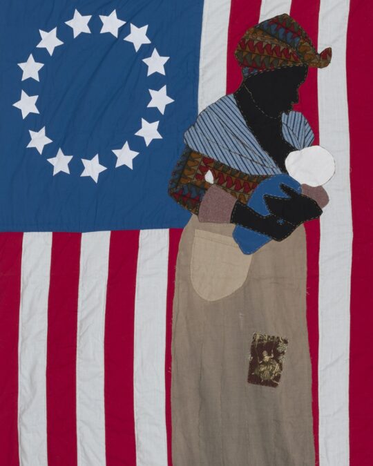 Stephen Towns, Birth of a Nation, 2014. 1.7m x 2.3m (6' x 8'). Quilting. New and repurposed fabrics.