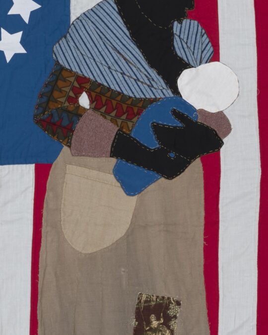 Stephen Towns, Birth of a Nation (detail), 2014. 1.7m x 2.3m (6' x 8'). Quilting. New and repurposed fabrics.