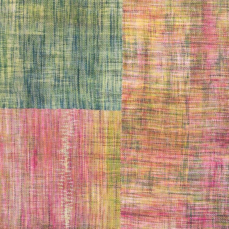 Johanna Norry, Sometimes, It Just Fits (detail), 2023. 76cm x 18cm (30" x 7"). Hand weaving, hand dyeing piecing. Handwoven organic cotton warp and weft.
