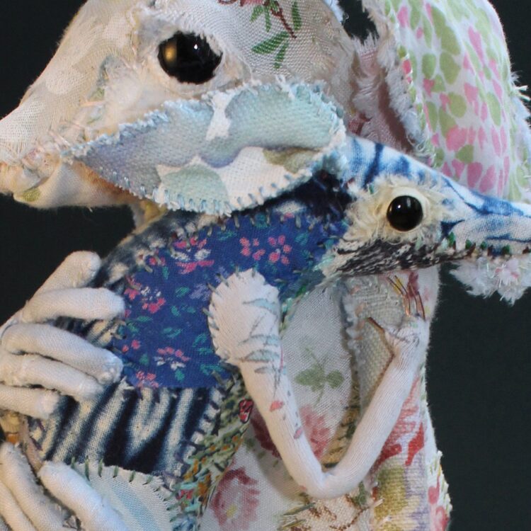 Bryony Rose Jennings, Loveday and Kit (detail), 2020. 35cm x 20cm x 18cm (14” x 8” x 7”). Textile sculpture. Cotton, linen, velvet, lace.