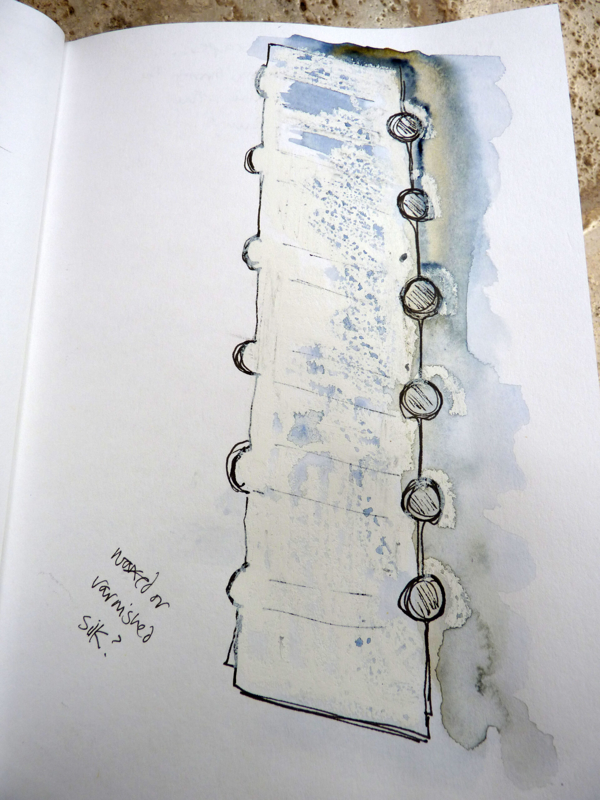 Sketchbook pages showing the process of textile artist Debbie Lyddon