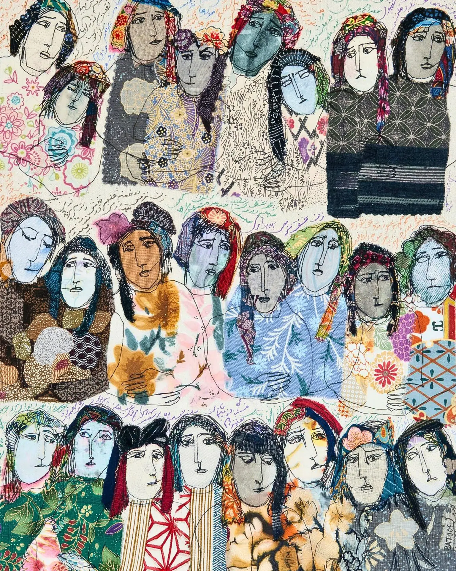Colourful collage of diverse female portraits.