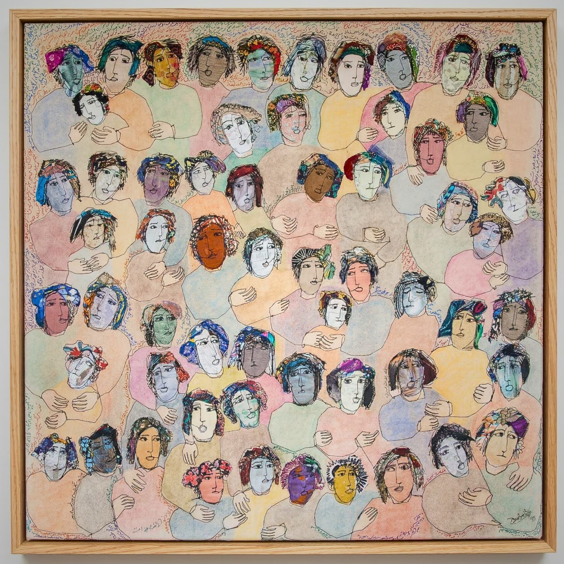 Colourful abstract representation of women in a frame.