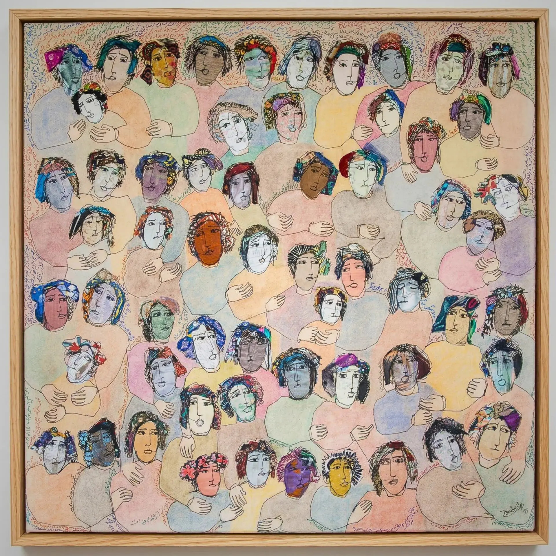 Colourful abstract representation of women in a frame.