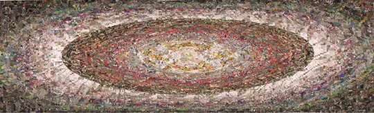 Barbara Broekman. Diary II 2006. collage of printed canvas and glossy photo paper. 225x750cm