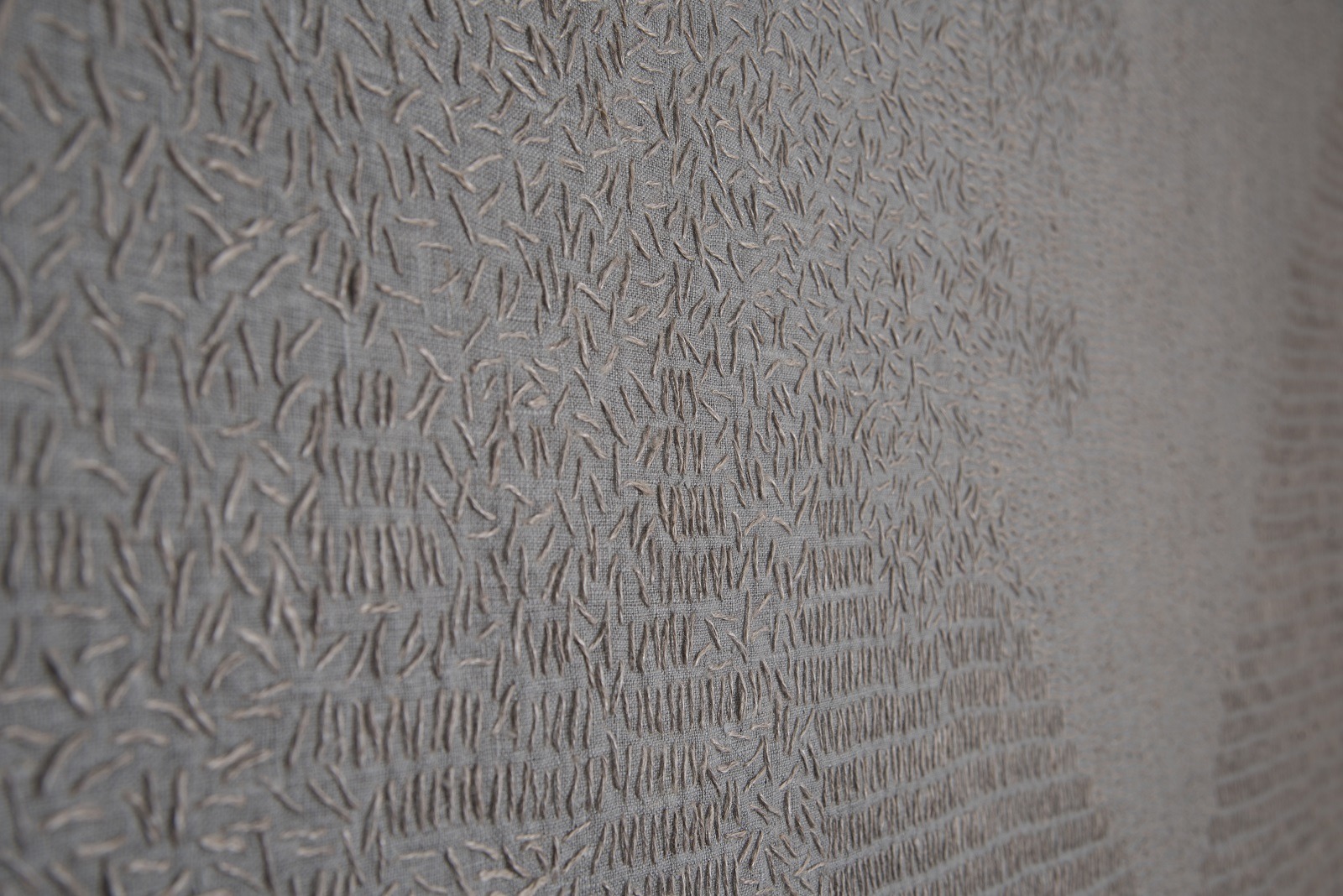 Claire Benn: 28 Days (Detail), 2013, Linen, hemp thread, hand stitch