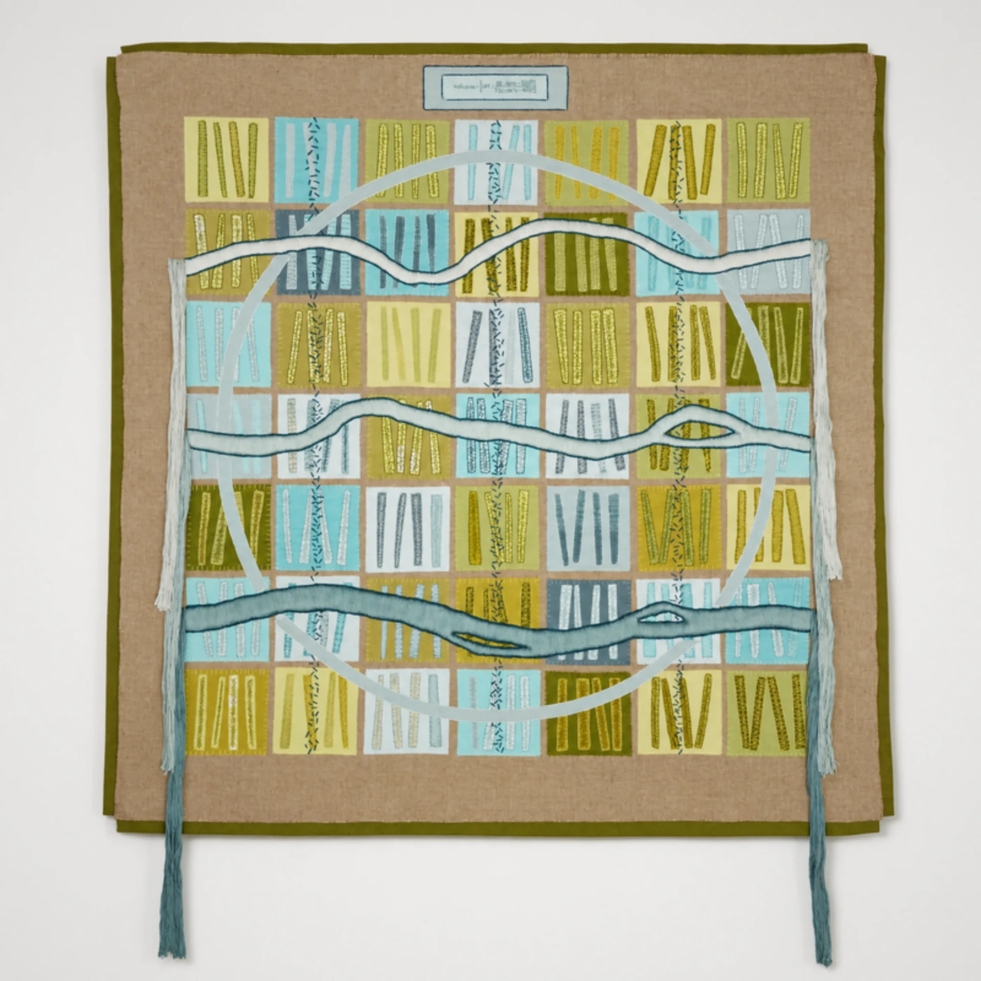 Abstract textile art with flowing patterns.