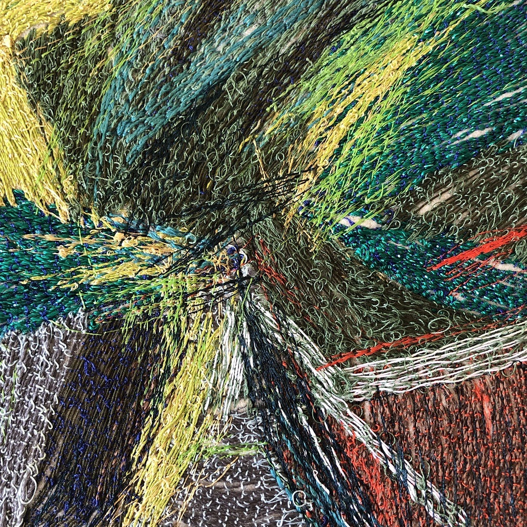 An abstract textile art piece