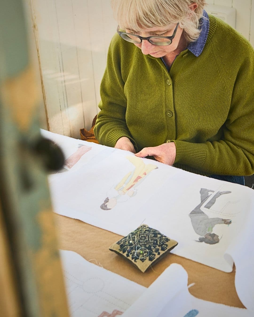 Textile artist at work.