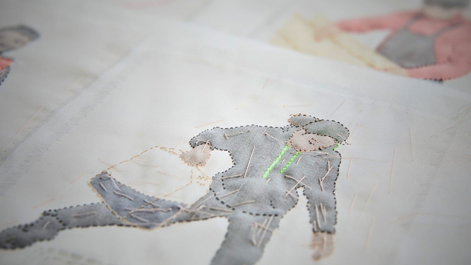 Stitched artwork of a marine engineer.