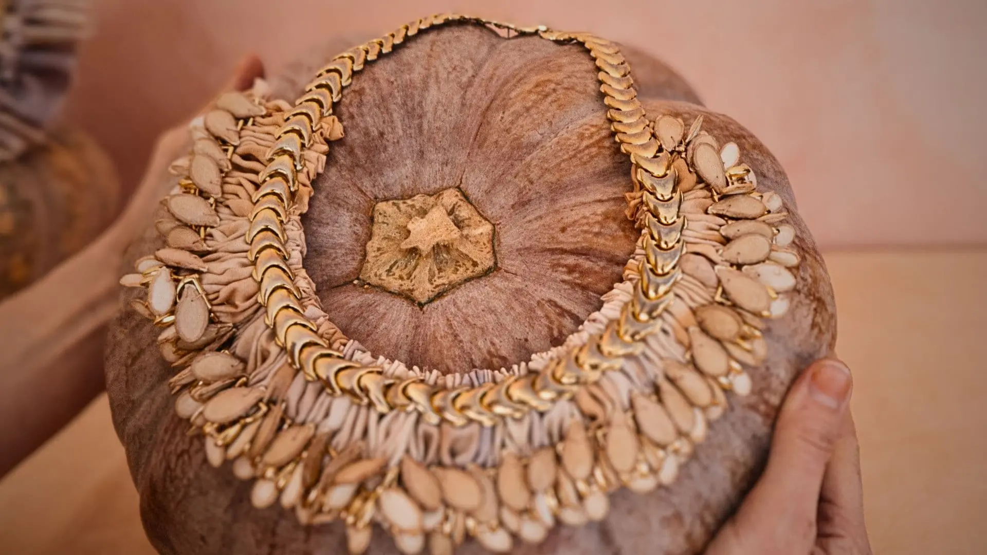 A close up of a necklace