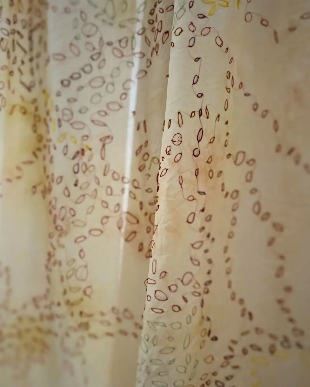 A close up of a silk curtain