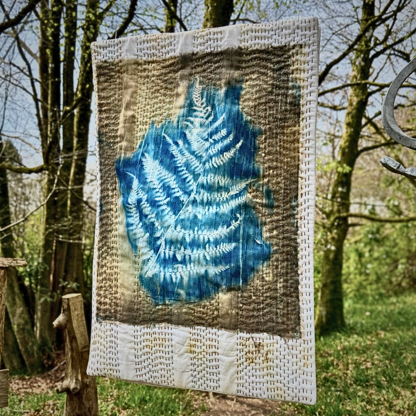 Fern artwork displayed in nature