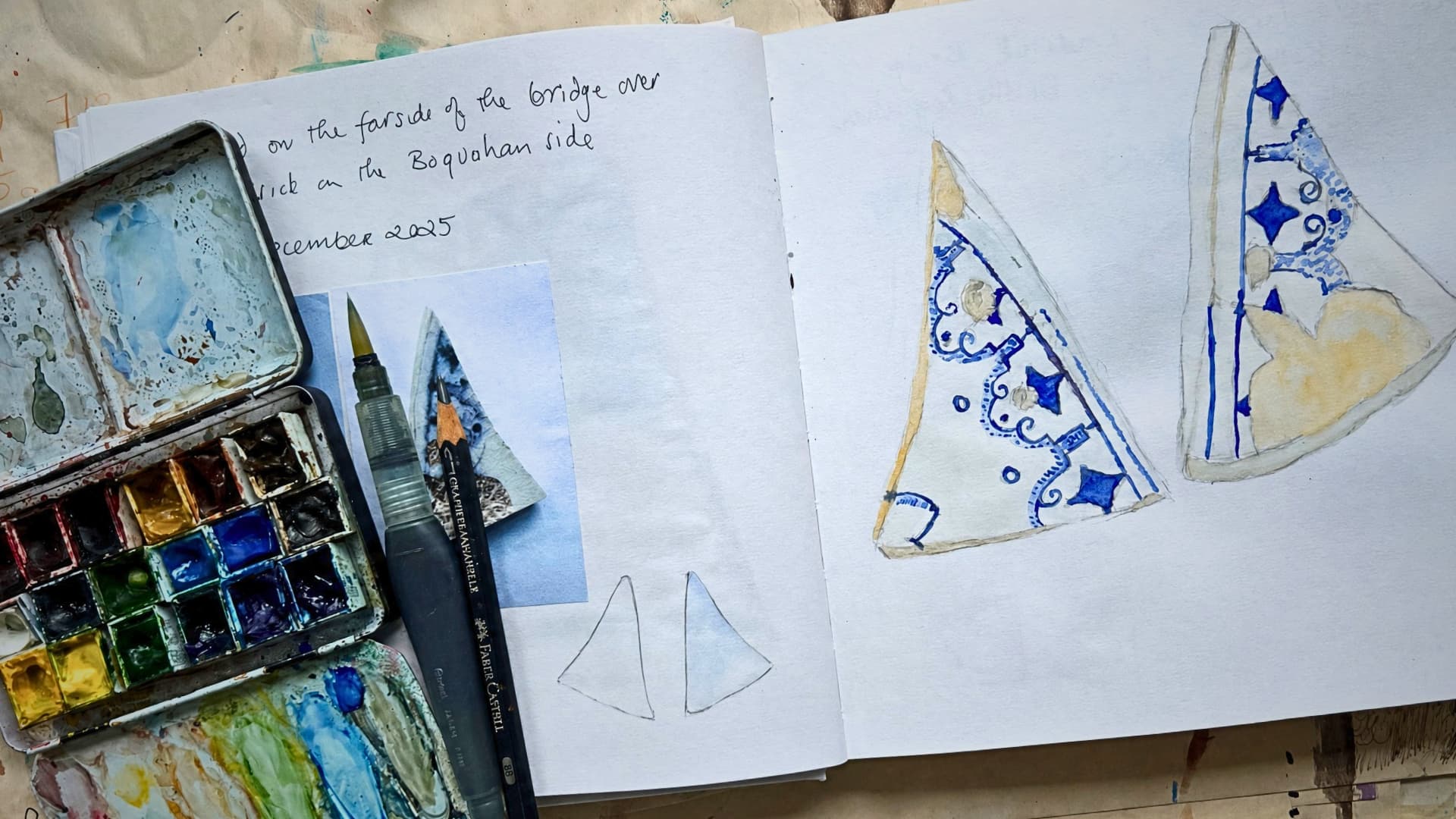 Sketches of decorative shard designs
