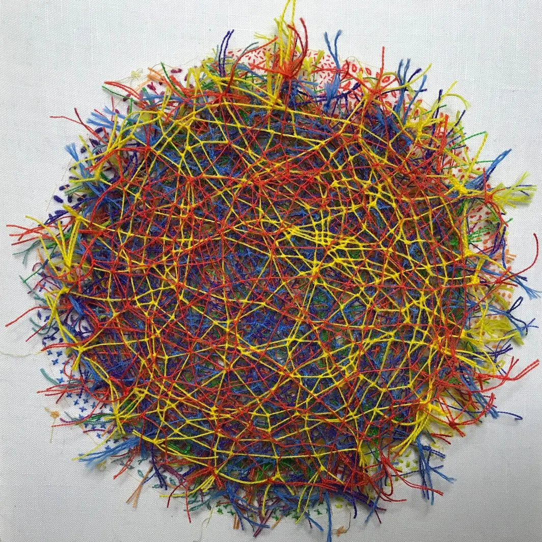 Textile art by Gina Sirabella in response to an online workshop with Jean Draper