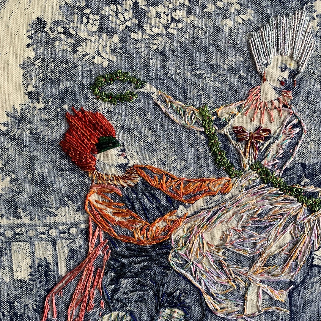 Richard Saja, The Best That I Can Do (detail), 2021. 61cm x 76cm (24” x 30”). Embroidery. Rayon floss on cotton.