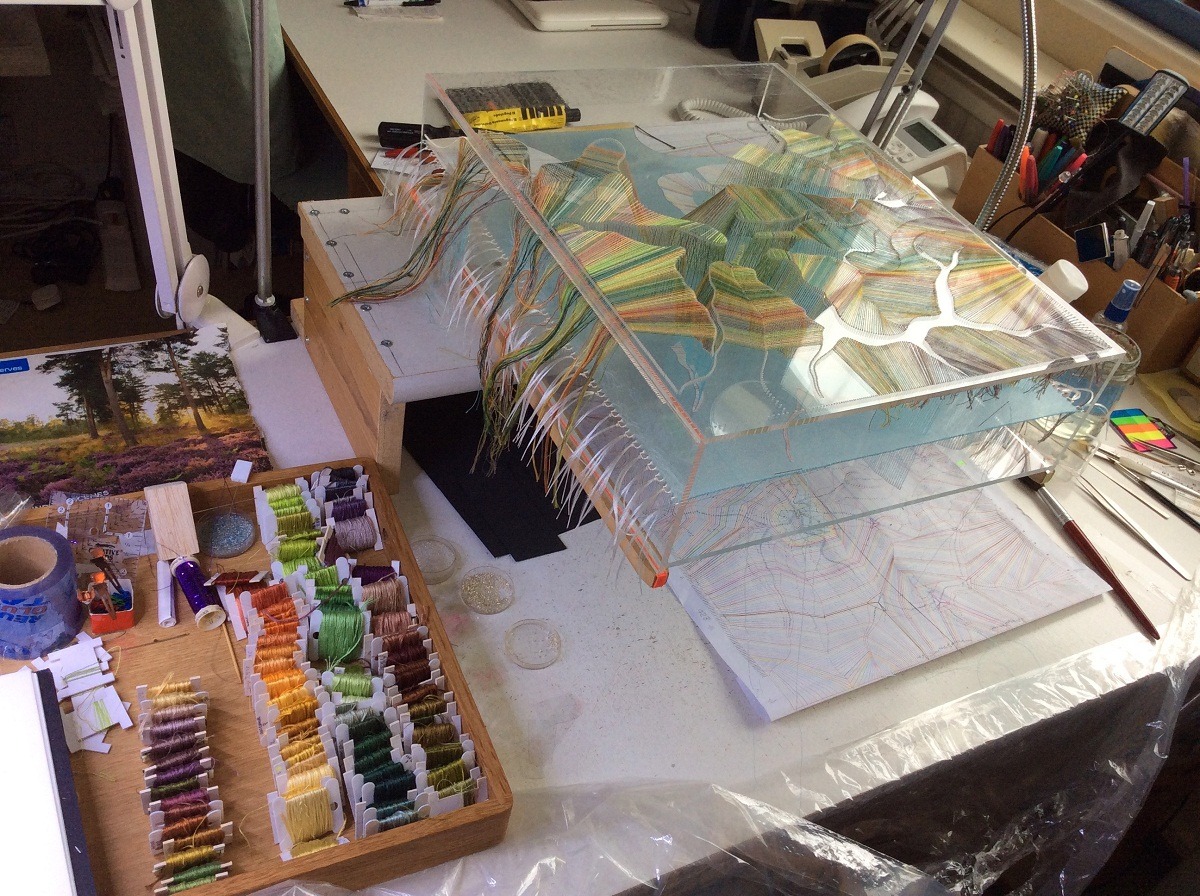 Isobel Currie: Workspace during stitching