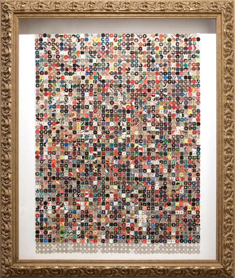 Kelly Kozma, Hotel Lobby, 2015, 33.5h x 28.5w, assorted punched paper hand-stitched together