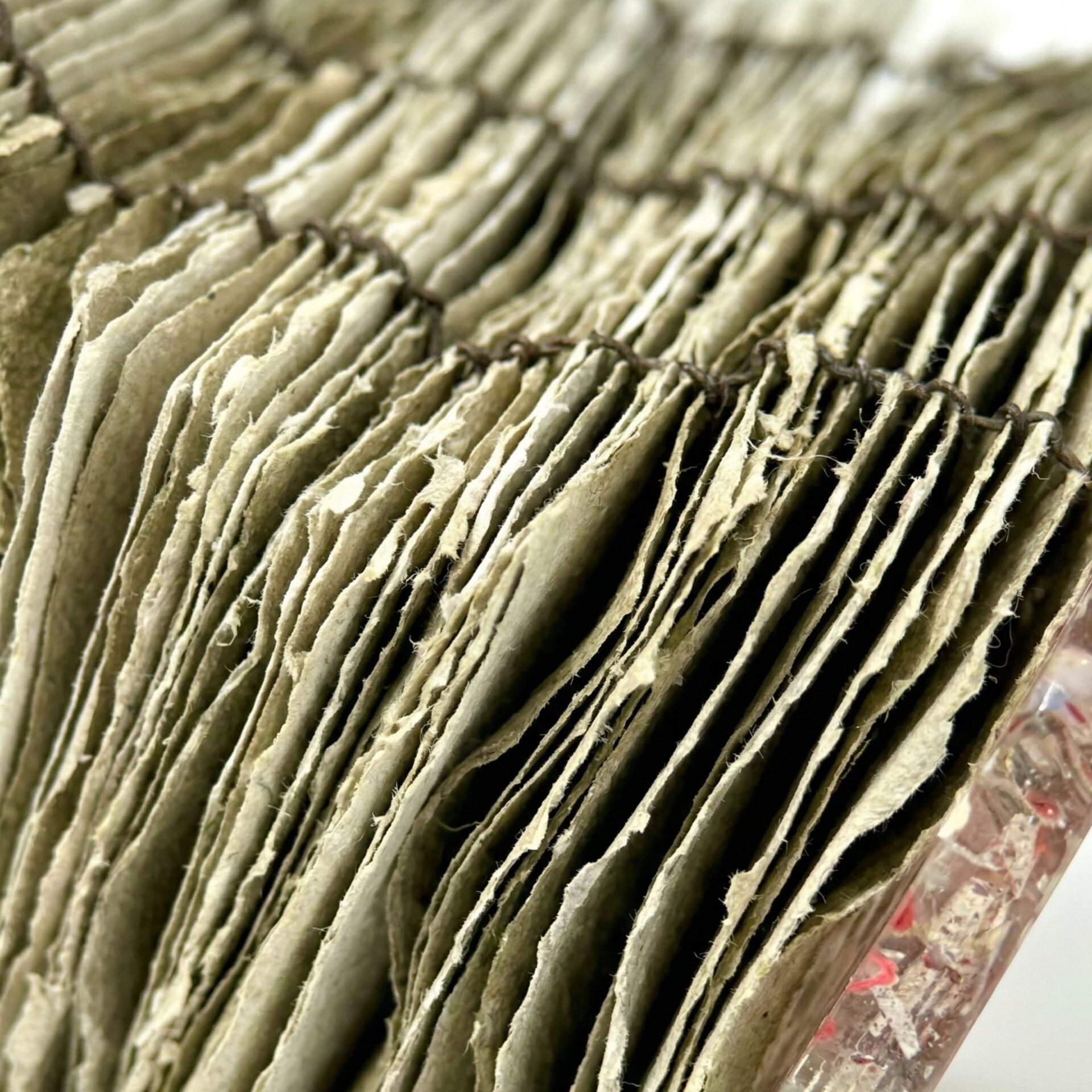 Close-up of aged, textured paper