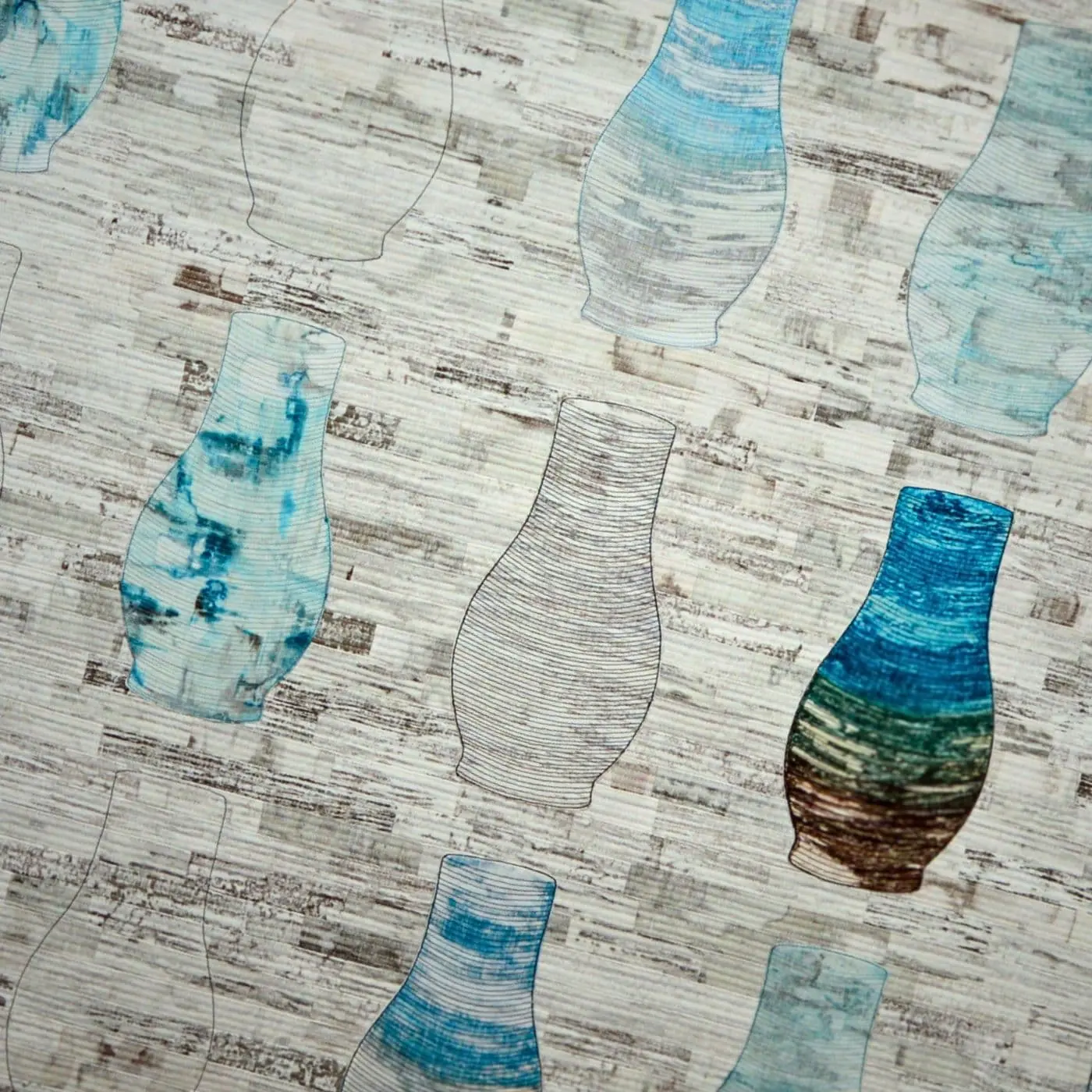 Applique machine printing on cotton/linen blend fabric