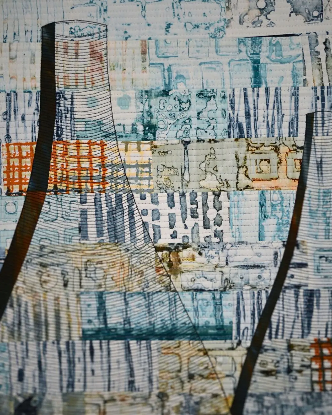 A close up of breakdown printing on cotton fabric.