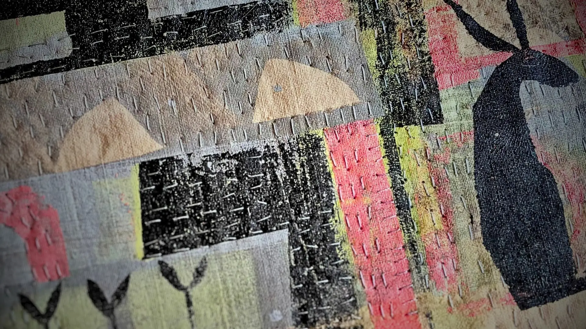 Abstract textile design featuring hares.