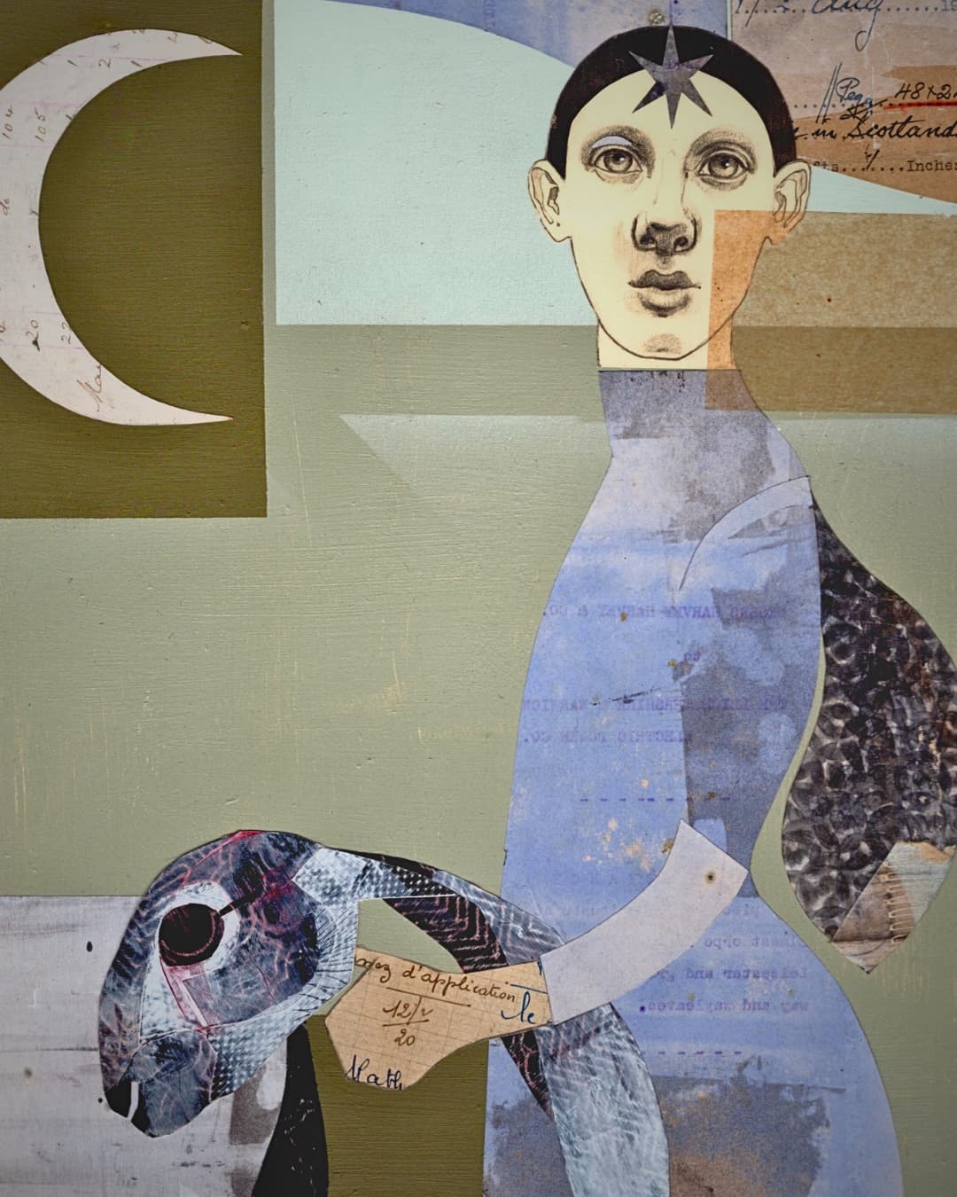 Collage of abstract figures and shapes.