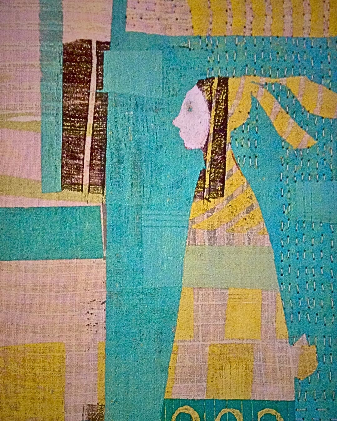 Stylised rabbit ear girl with embroidered embellishment.