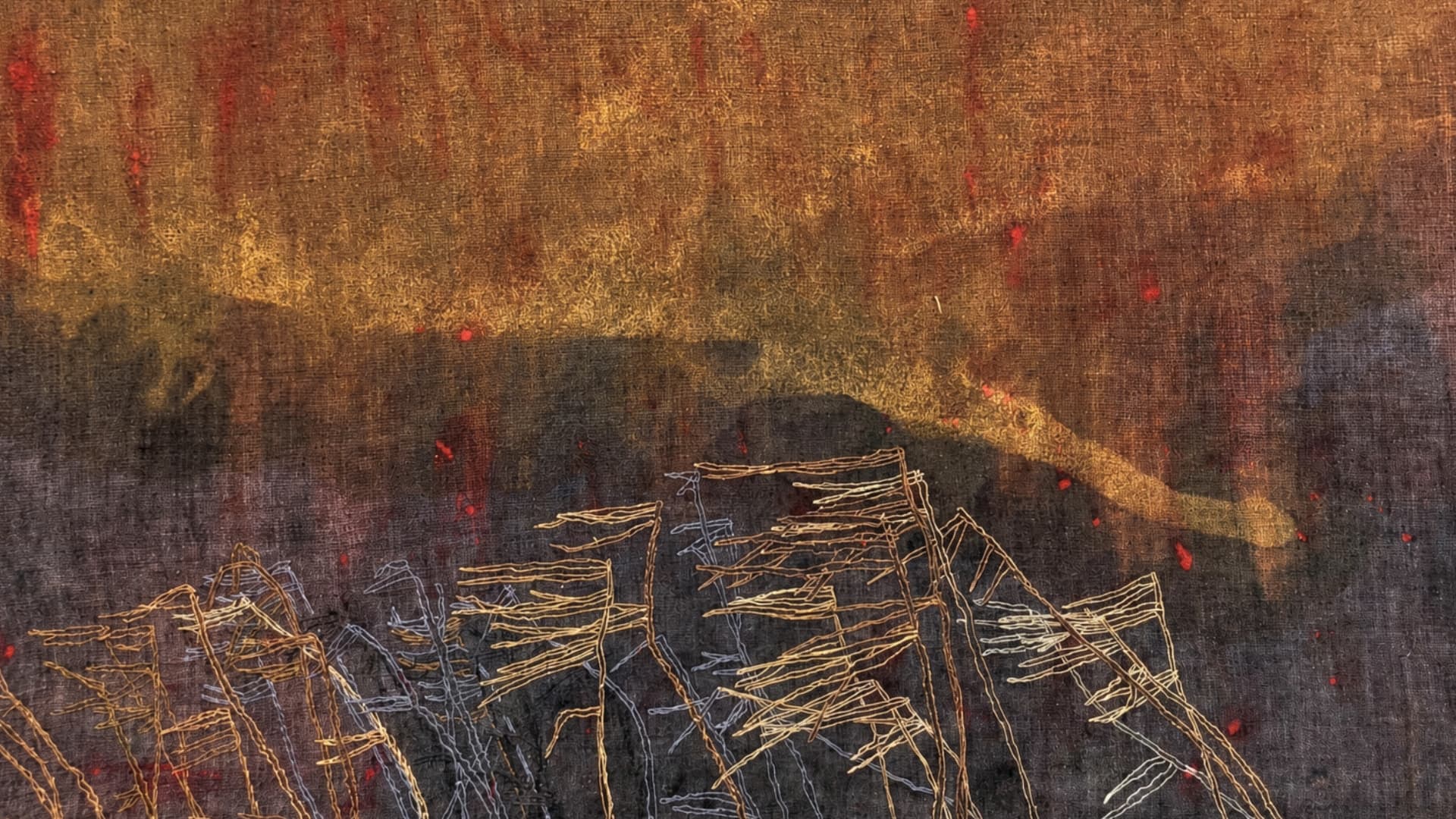 Abstract landscape with textured elements.