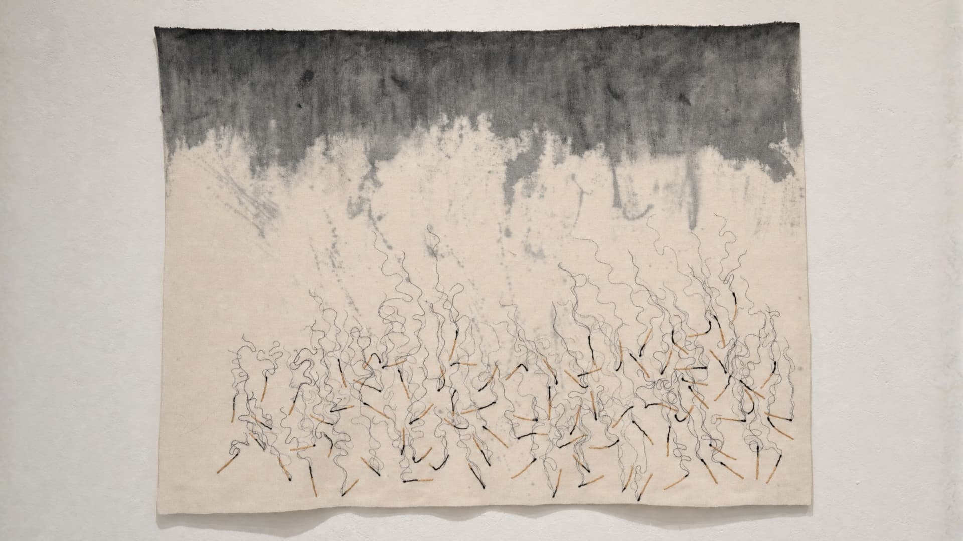 Abstract artwork depicting smoke and rain.