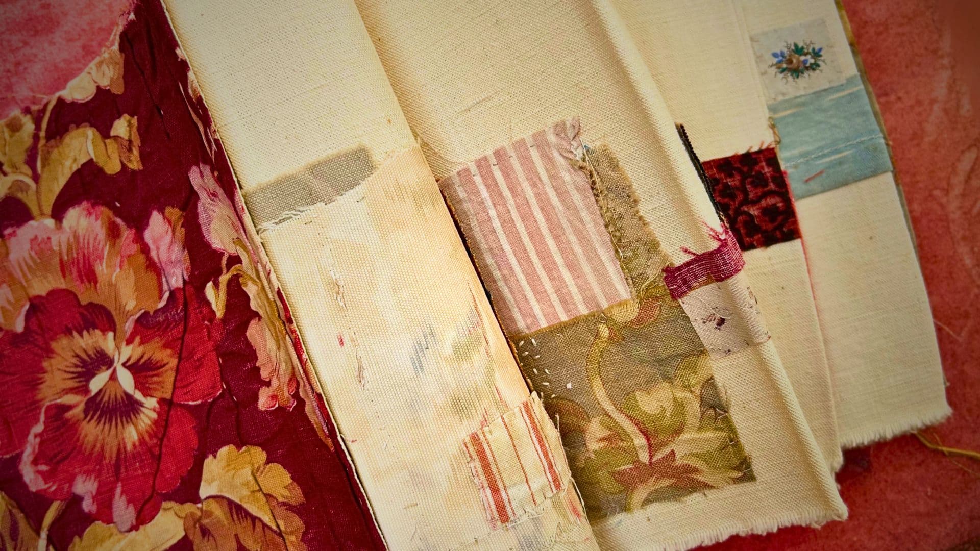 a textile collage of a book