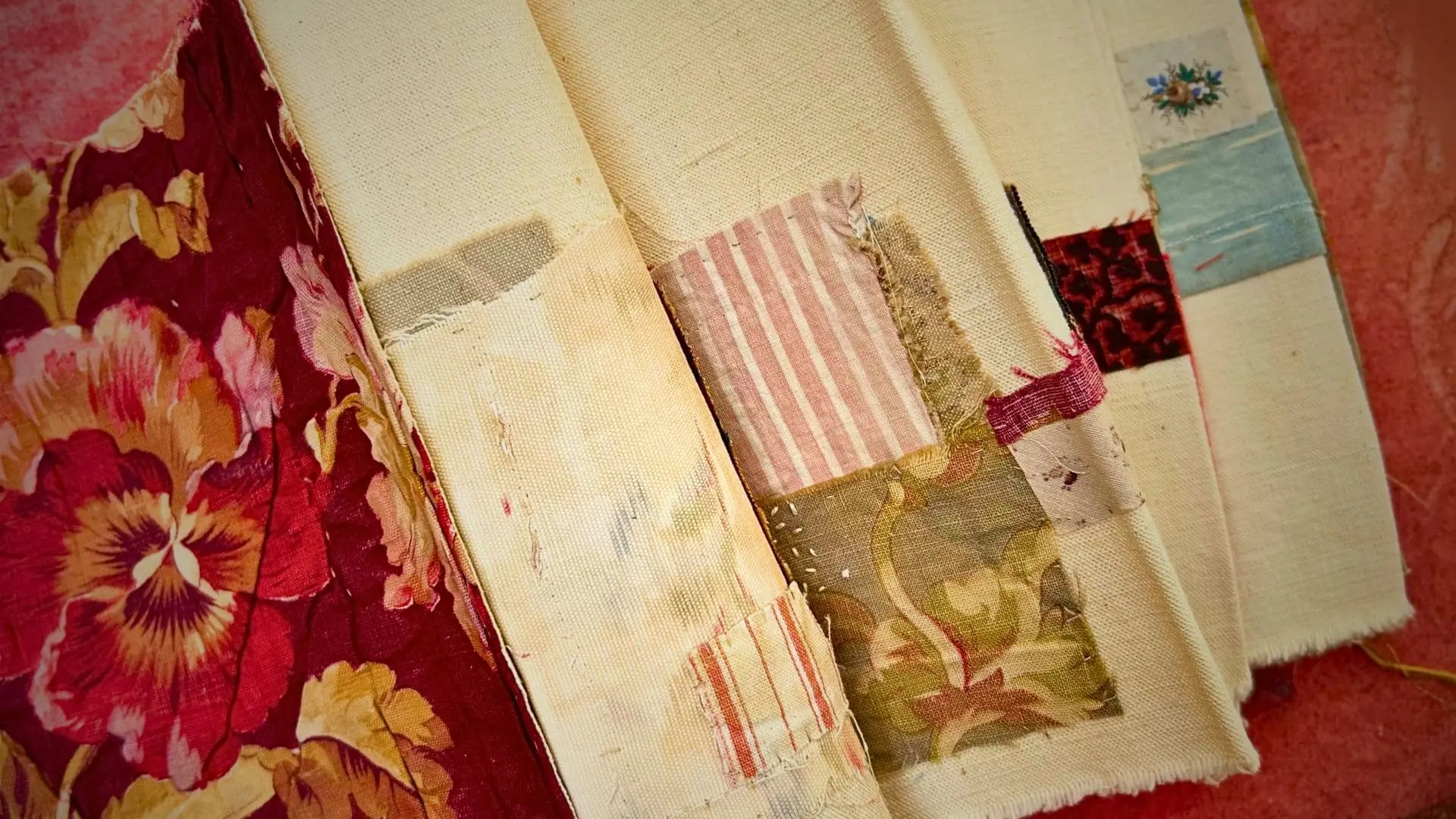 a textile collage of a book