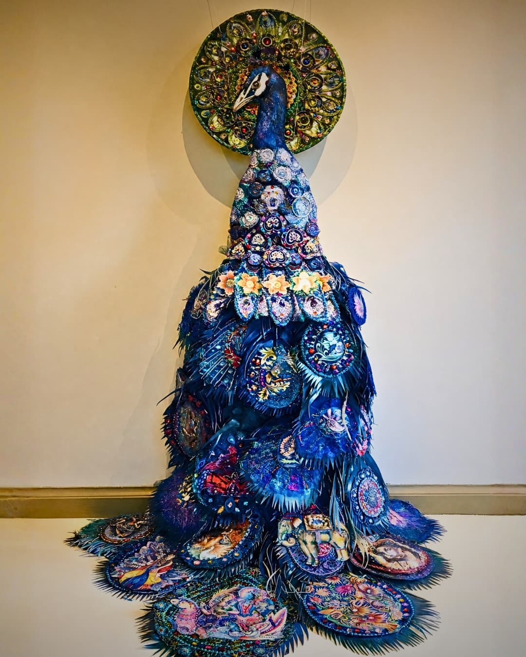 Colourful peacock made of fabric
