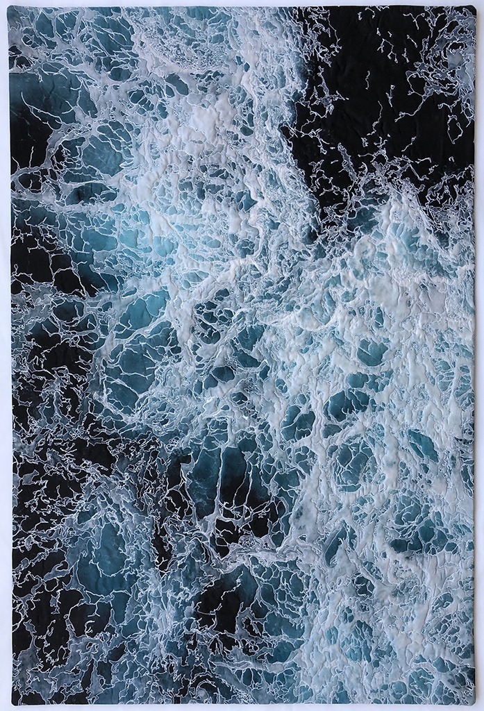 Neroli Henderson, Whitewash, 2018, 63 x 94.5cm, photograph (artist’s own), photoshop, giclée print on silk, stitching with heavyweight (12wt) thread