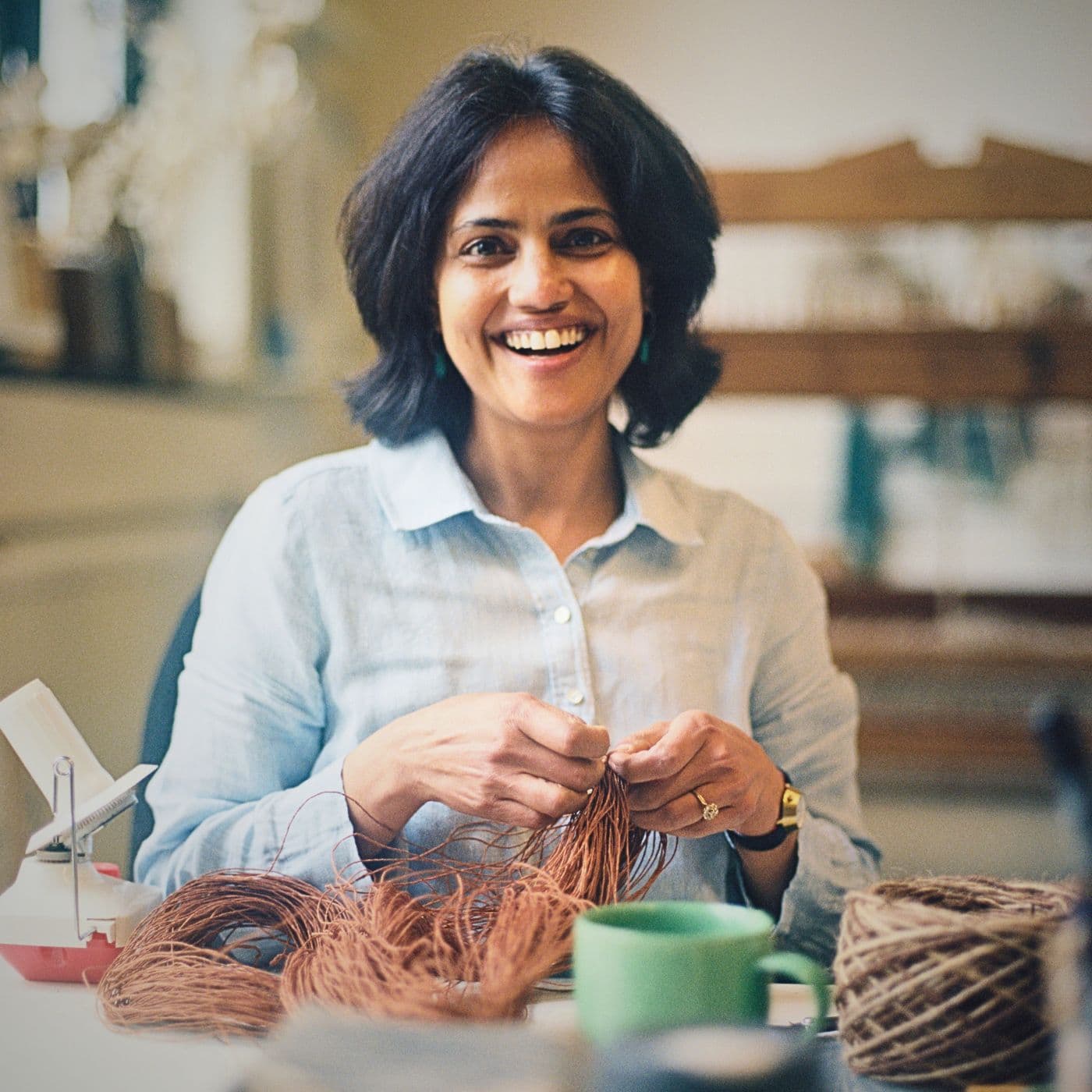 Rachna Garodia crafting with natural materials in her studio.