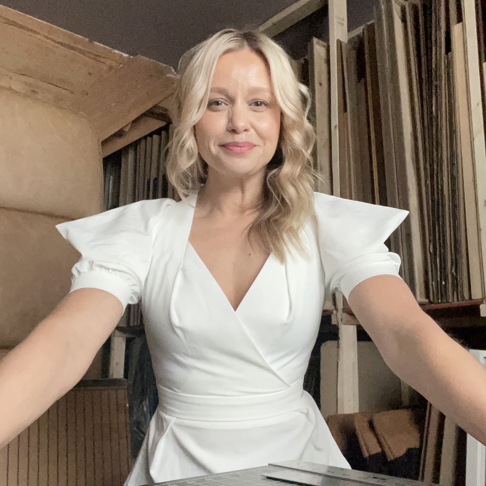 Hannah Reeves in the workroom of her Columbia, Missouri gallery.